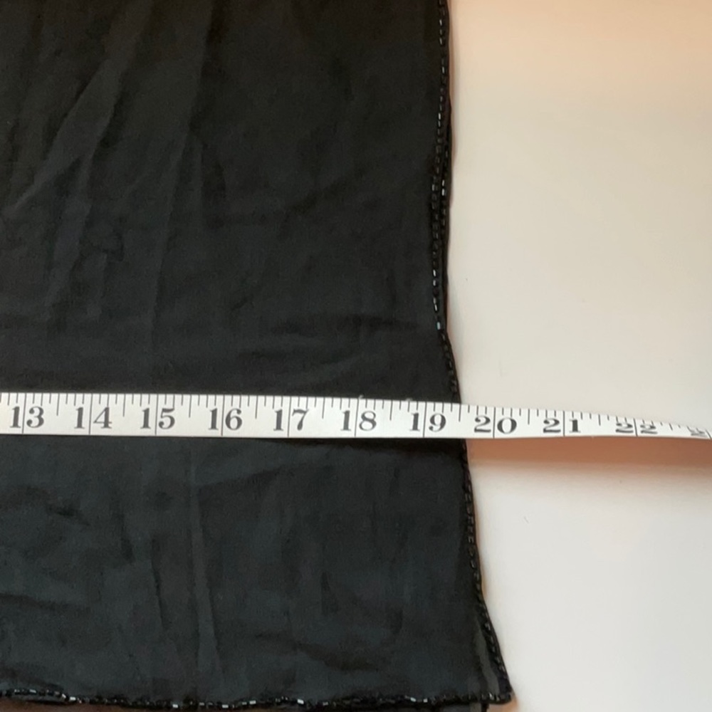 Black Silk bead trimmed scarf - Picture 6 of 9